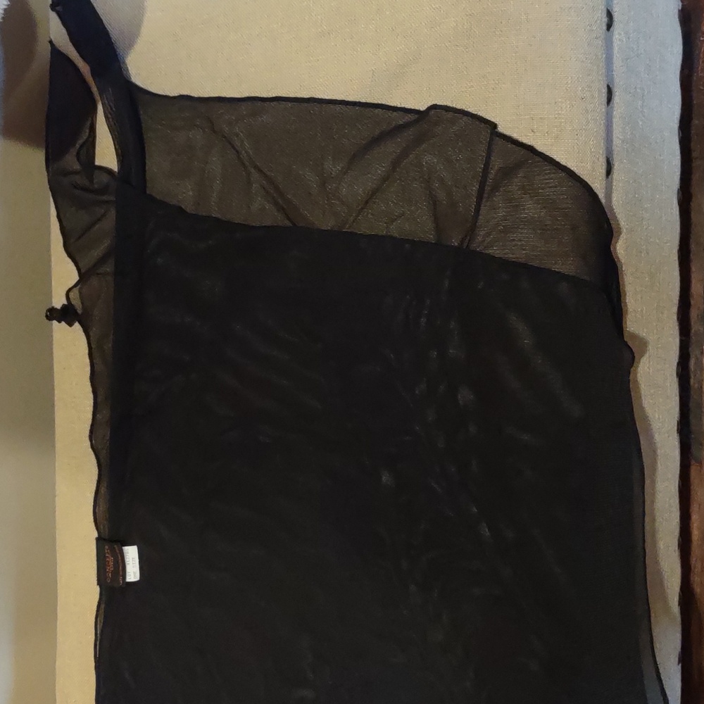 Black Sheer Bathing Suit Cover Wrap, Skirt - Picture 3 of 7